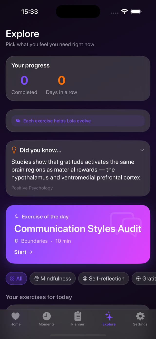 Guided mindfulness exercises in Alinare