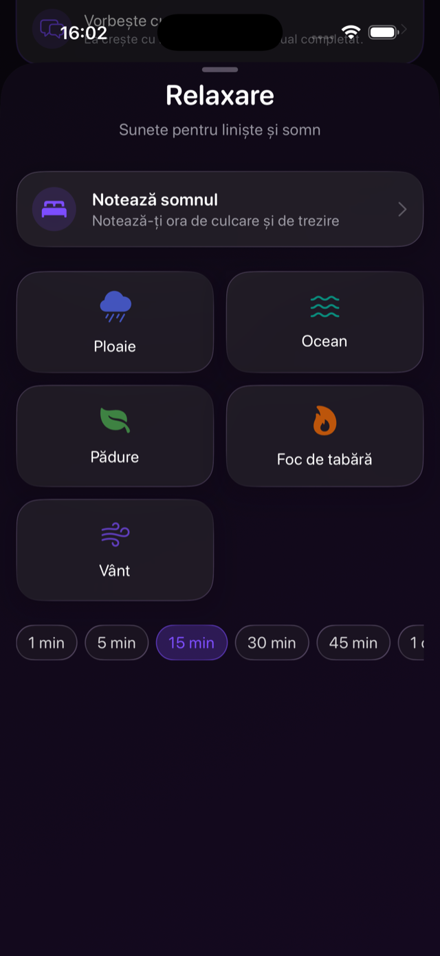 Sunete de relaxare pentru somn în Alinare